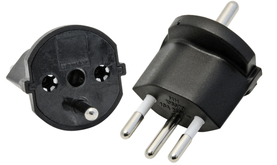 Fixadapter Typ12 / Schuko 3-polig schwarz